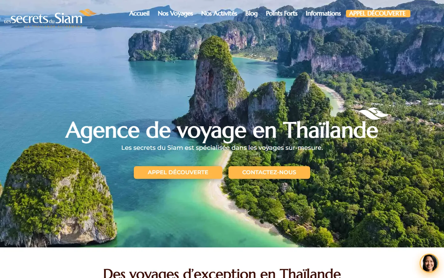Refonte du site de l'agence de voyage Les Secrets du Siam (Thaïlande)
