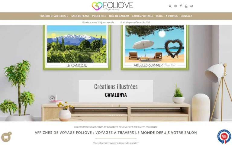 Capture d'écran du portfolio artistique Foliove - Site web créatif pour illustratrice dans les Pyrénées-Orientales réalisé par Domoveillance