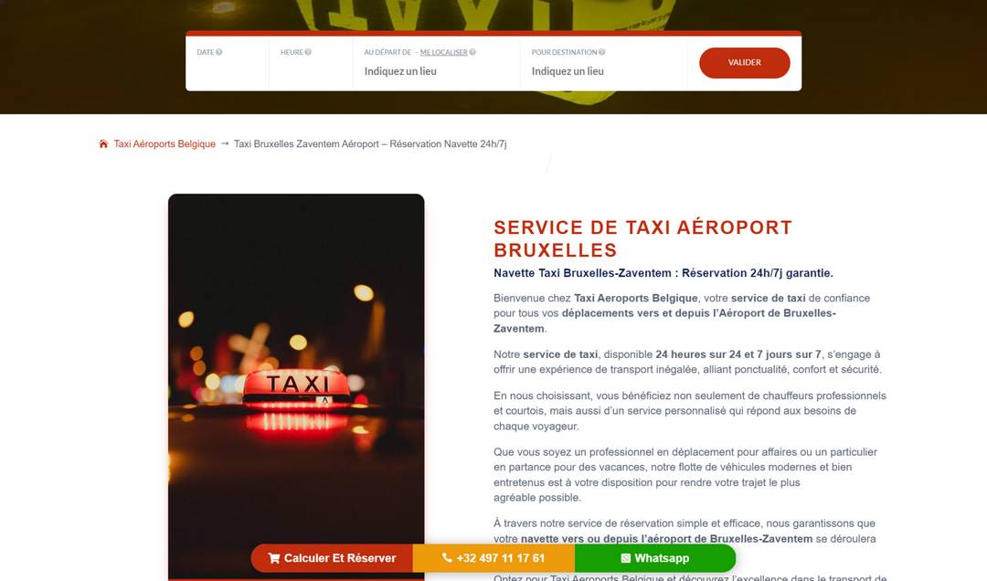 capture site taxi aeroport belgique